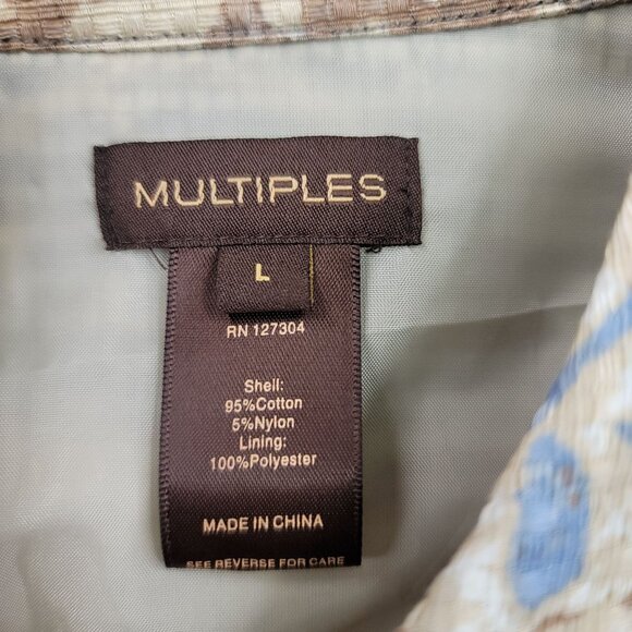 2007 Deadstock Multiples Missy Nantucket Quilted Jacket L Cotton Brown Blue - Picture 3 of 10